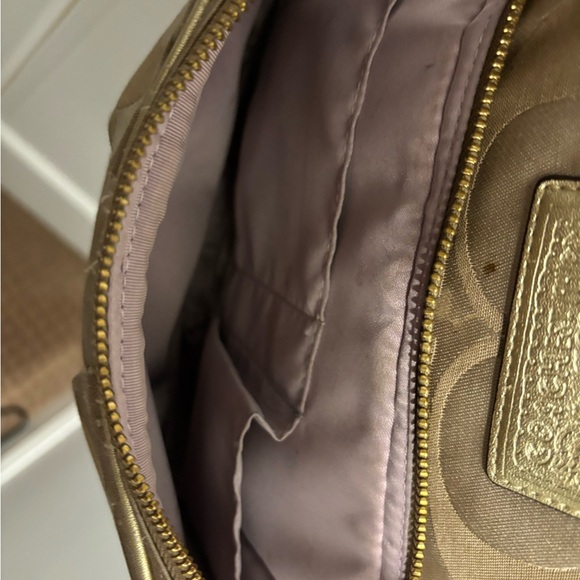 Coach poppy Tan Backpack with Gold Accents - Picture 9 of 11